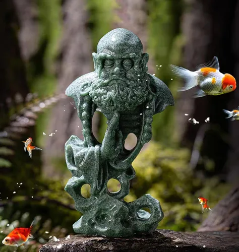 Miniatura 3 de livelyfish Estatua de Buda meditante, pecera, estatuas de Buda zen, figuras de pensador de piedra arenisca para acuario, jardín, decoración