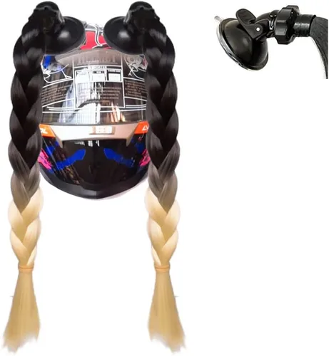 Miniatura 7 de Casco de pelo con ventosa para motocicleta, 14 pulgadas, 2 piezas, rojo (casco no incluido)