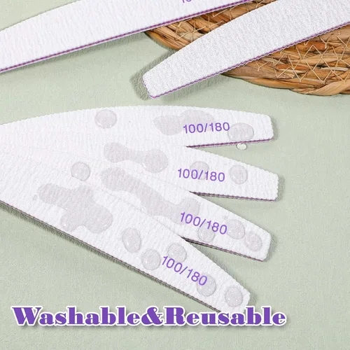 Miniatura 3 de 150 limas de uñas 100/180 para uñas de los pies, grano 100/180, limas de uñas y pulidores, herramienta de manicura de doble cara para uñas