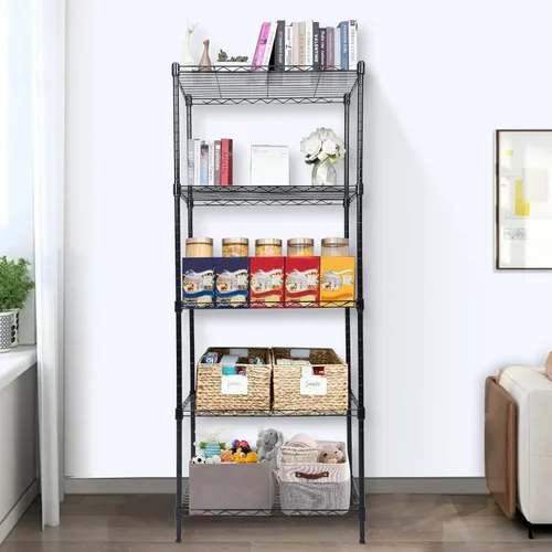 Miniatura 2 de Whitmor Estantería de 5 niveles ajustables con ruedas, capacidad de 400 libras por estante, máximo 2000 libras en total, 21 pulgadas de largo x 12