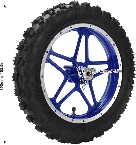 Miniatura 2 de Conjunto de rueda trasera, rueda trasera de 2.5 a 10 pulgadas, repuesto antideslizante para mini moto de cross de 2 tiempos (azul)