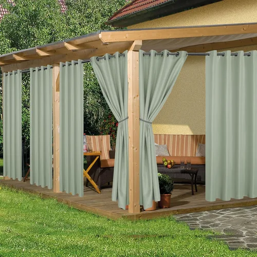 Miniatura 29 de HolidayIdeas Cortinas impermeables para patio, 4 paneles, 54 x 84 pulgadas, protección de privacidad y filtrado de luz, cortinas exteriores con Negro