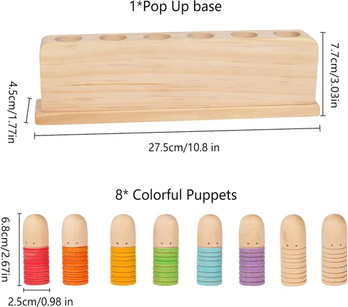 Miniatura 2 de Marionetas emergentes de madera Juguetes de madera de causa y efecto para niños y niñas, juguetes Montessori a juego de colores, regalo especial