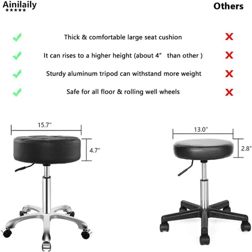 Miniatura 4 de Taburete ajustable con ruedas para el trabajo, médico, tatuaje, sala de belleza, silla hidráulica resistente con ruedas (negro)