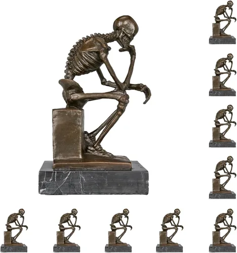 Estatuas de bronce de esqueleto pensador esculturas de Rodin TPE-998 Figuras de metal para decoración del hogar, 10 piezas
