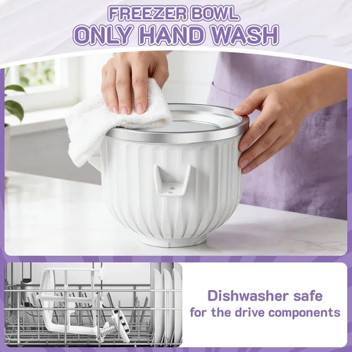 Miniatura 7 de Accesorio para máquina de helados KitchenAid para batidora de pie, se adapta a mezcladores KitchenAid de 4.5 cuartos de galón y más grandes, tazón