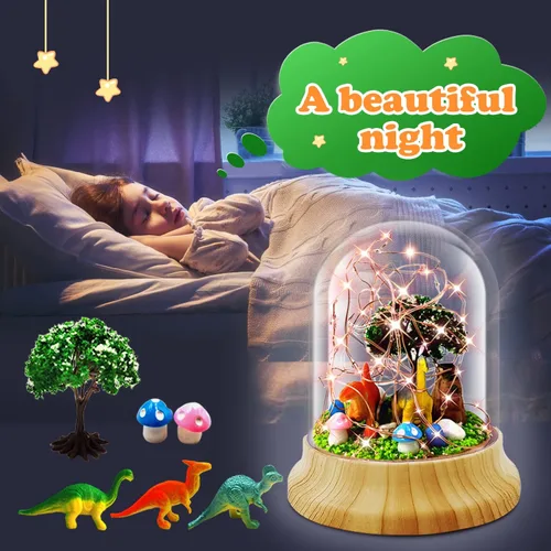 Miniatura 4 de Crea tu propia luz nocturna, kits de bricolaje de dinosaurio para niñas, luces nocturnas mágicas creativas USB Edición de mejora, juguetes