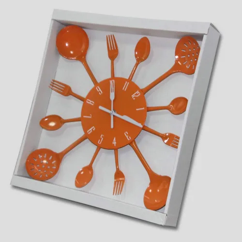 Miniatura 5 de Timelike Reloj de pared, de metal de 16 pulgadas, utensilios de cocina, cuchara, tenedor, reloj de pared, creativo y moderno, decoración del hogar