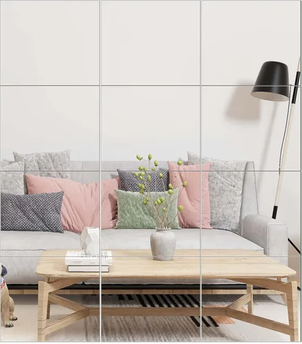 Miniatura 14 de Ruomeng Azulejos de espejo de pared de longitud completa, 10 x 10 pulgadas, 4 piezas sin marco, espejo de cuerpo completo, espejo montado