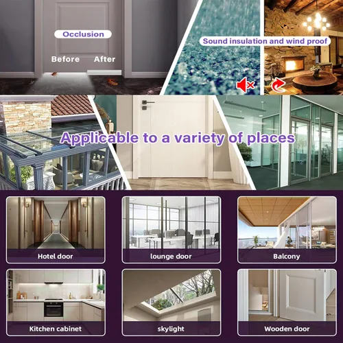Miniatura 6 de Burlete climatizador, tira de sellado de puerta para huecos, cinta adhesiva de silicona con tope de corrientes de aire para puertas correderas