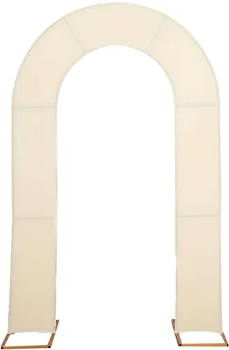 Miniatura 7 de Efavormart - Funda de arco abierto de elastano beige de 7 pies, doble cara, ajuste cómodo, en forma de U, para bodas escandalosas y decoración