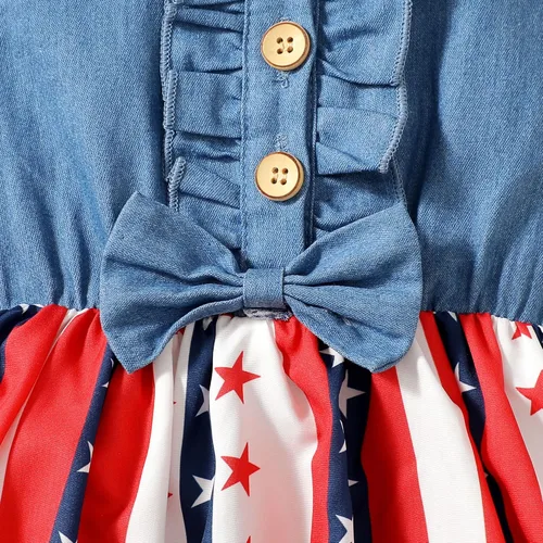 Miniatura 4 de LYSMuch Traje del Día de la Independencia para niñas pequeñas, vestido de bandera estadounidense del 4 de julio, ropa patriótica para niños