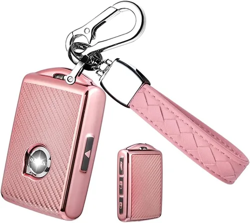 Miniatura 8 de Funda para llavero de automóvil con textura de fibra de carbono de TPU con llavero que se adapta a Volvo XC90, XC60, XC40, S60, S90, V90, V60