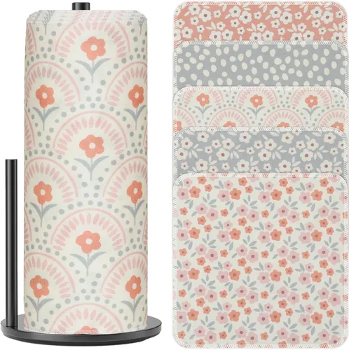 Miniatura 17 de Paquete de 25 toallas de papel reutilizables, toallas sin papel enrolladas lavables de tela de algodón para toallas de cocina, productos de cero