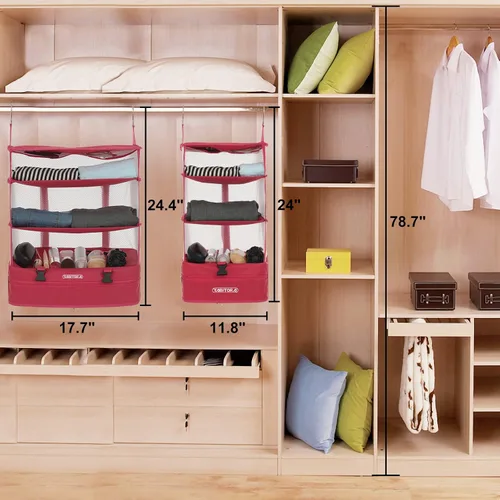 Miniatura 3 de TABITORA - Estantería portátil y plegable de gran capacidad con ganchos para colgar, ideal como almacenamiento para viajes