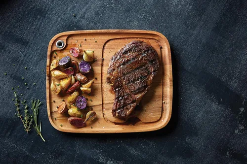 Miniatura 2 de Ironwood Gourmet Fort Worth Plato para Bistec con Canal para Jugos, Madera de Acacia, Juego de 4