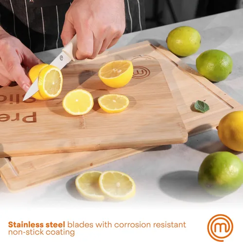 Miniatura 3 de MasterChef Juego de cuchillos de cocina con cubiertas, 6 cuchillos de chef profesionales para cocinas domésticas, hojas de acero inoxidable de corte