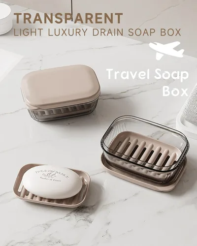 Miniatura 2 de Doter Estuche de jabón de viaje, contenedor de jabón a prueba de fugas con tapa, soporte portátil para jabón de barra para viajes, jaboneras