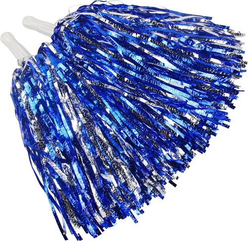 Miniatura 18 de Hooshing 12/24 unidades de pompones para porristas, pompones esponjosos metálicos brillantes para equipo de equipo deportivo, espíritu de fiesta