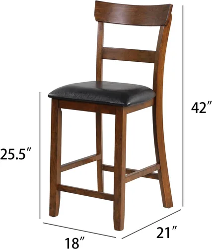 Miniatura 3 de ERGOMASTER Juego de 2 sillas de comedor, sillas de bar de granja de 25.5 pulgadas, taburetes de bar de madera de goma con respaldos, taburetes