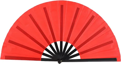 Miniatura 10 de Huralona Paquete de 5 abanicos plegables grandes de tela para fanáticos de rave, fanáticos chinos de Kung Fu Tai Chi para festivales y danzas