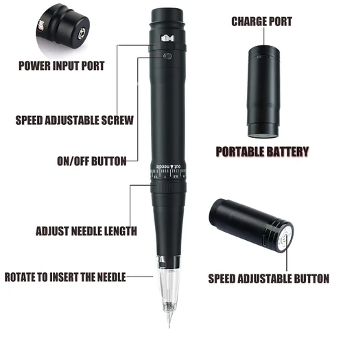 Miniatura 6 de Kit de máquina de tatuaje de maquillaje permanente de cejas con 15 piezas de cartuchos mixtos agujas para sombrear delineador de ojos labios