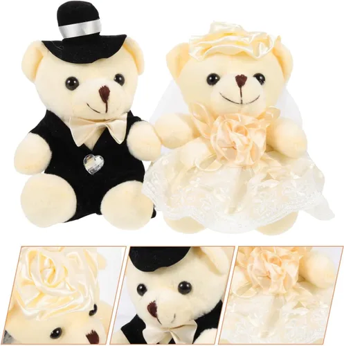 Miniatura 9 de 2 adornos de oso de boda, adorables osos de peluche para novia y novio, perfectos para decoración de bodas, día de San Valentín, oficina en casa