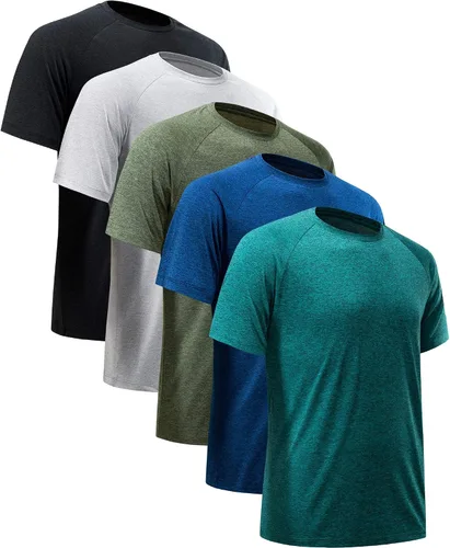 Camisetas de entrenamiento para hombre, de manga corta, de secado rápido, atlético, gimnasio, activo, absorbe la humedad