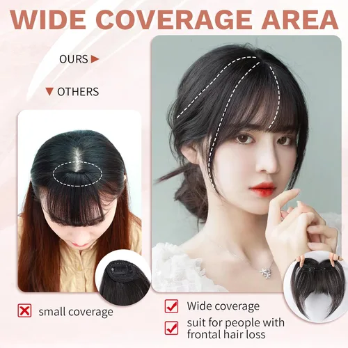 Miniatura 5 de Flequillo con clip, 100% cabello humano real, 3 clips de seguridad, flequillo francés, flequillo falso natural y sin costuras para mujer, rubio