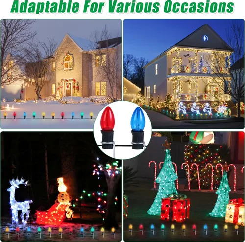 Miniatura 7 de 60 Piezas Estacas de Luz de Navidad de 12 Pulgadas Estacas de Luz de Metal para Luces de Navidad Patio Césped Estacas de Luz para C7 y C9 Estacas