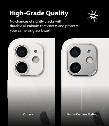 Miniatura 5 de Ringke Estilo de cámara compatible con iPhone 12 Mini protector de lente de cámara - Plata