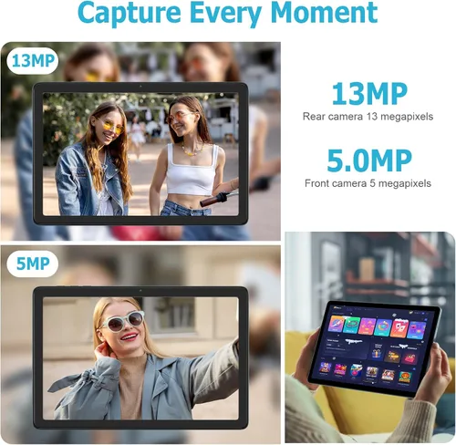 Miniatura 5 de Tablet Android de 10.1 pulgadas, tabletas Android 14 con 128GB+8 (4+4 expandir) GB, 2.4+5G WiFi Tablet PC con pantalla táctil FHD IPS, cámara dual