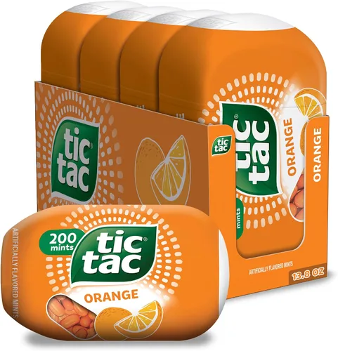 Tic Tac Naranja, mentas de bolsillo para llevar, 200 piezas, 4 paquetes de botellas, 3.4 onzas cada una