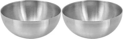 Hemoton 2 cuencos de acero inoxidable para mezclar, cuencos gruesos para servir alimentos para cocinar, hornear, preparar, (plateado, 6 pulgadas)