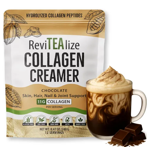 ReviTEAlize Crema de colágeno para café, péptidos de colágeno alimentados con pasto en polvo con aceite MCT para el cabello, la piel, las uñas y las