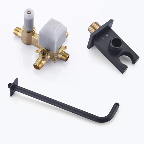 Miniatura 7 de sumerain Sistemas de ducha de equilibrio de presión negro mate con ducha de lluvia de 8 pulgadas y de mano, cuerpo de válvula áspero y moldura