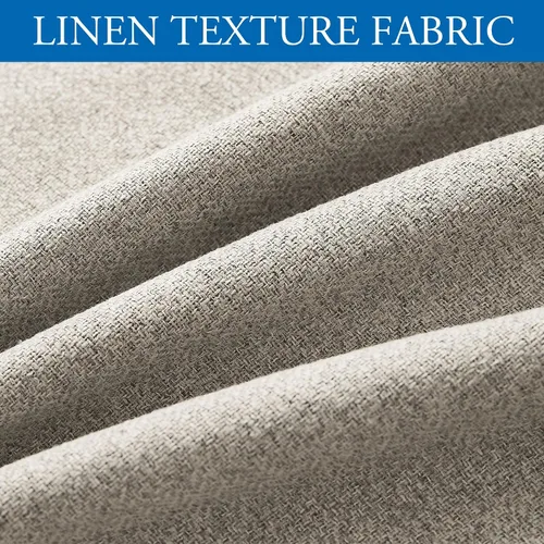 Miniatura 5 de Beauoop Cortinas de lino 100% opacas de 96 pulgadas de largo, 2 paneles para dormitorio, sala de estar, gris pardo con parte trasera blanca