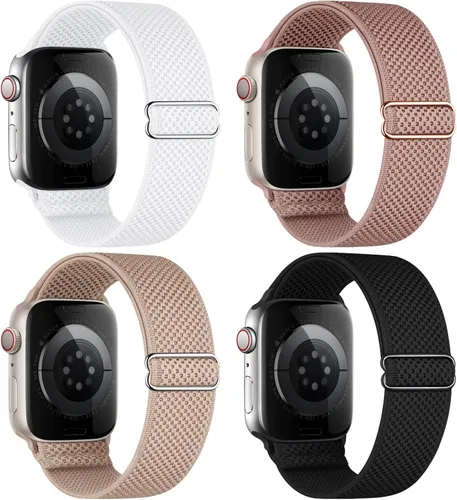 Miniatura 19 de Paquete de 4 correas elásticas Solo Loop compatibles con Apple Watch de 1.496 pulgadas, 1.575 pulgadas, 1.614 pulgadas, 1.654 pulgadas, 1.732