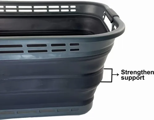 Miniatura 4 de SAMMART Cesta plegable de plástico para la ropa sucia de 42L (11 galones) - Contenedor de almacenamiento plegable - Cesta portátil para lavandería