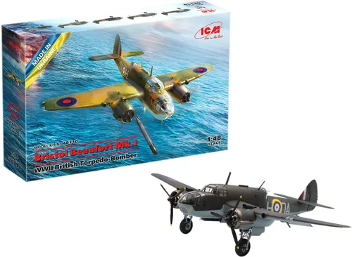 Miniatura 2 de ICM 48310 - Modelo de avión Bristol Beaufort Mk.I, Plástico Avión Militar Segunda Guerra Mundial Torpedo-Bombardero Británico. - Escala 1:48