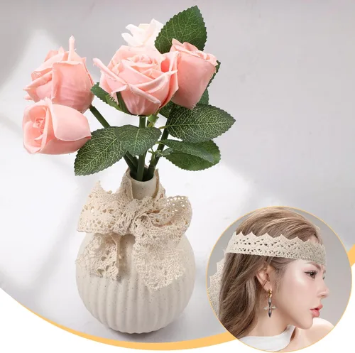 Miniatura 7 de Cinta de encaje beige vintage con ribete de encaje de ganchillo de 10 yardas, cinta de coser para manualidades, paquete de regalo, envoltura