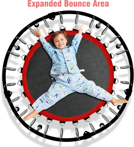 Miniatura 5 de Mini trampolín plegable para adultos y niños de 40 pulgadas con barra de espuma ajustable para entrenamiento en interiores Rojo