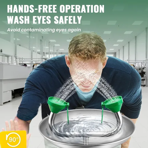 Miniatura 4 de Huanyu Estación de lavado de ojos de montaje en pared de emergencia Estaciones de lavado de ojos montadas en la pared, aprobadas por la OSHA, unidad