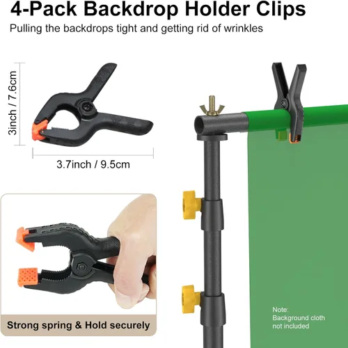 Miniatura 8 de LINCO Lincostore Kit de soporte para fondo de estudio fotográfico ajustable 10x6.5 pies con sistema de soporte de fondo para fotografía y bolsa