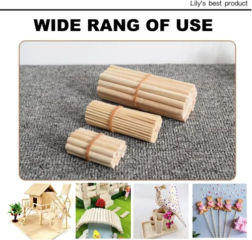 Miniatura 4 de HOPELF 10PCS Varillas de Espiga - 1/2 x 12 Pulgadas Palos de Bambú - para Manualidades, Surtido de Madera Dura, Aficionados al Bricolaje