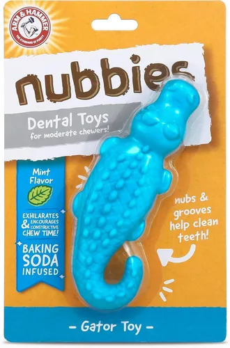 Miniatura 2 de Arm & Hammer Nubbies Gator - Juguete dental masticable para perros, sabor a menta, bicarbonato de sodio, con infusión de ranuras, placa de reducción