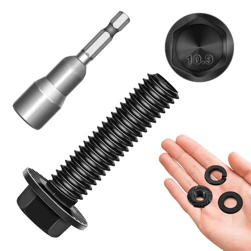 Miniatura 30 de Perno M6x1.0 (10 juegos) M6 x 0.787 in Brida Hex Head Tuercas y Pernos, Tornillos hexagonales de brida de perno M6 con tuercas y arandelas, Surtido