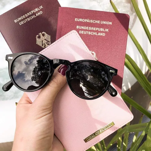 Miniatura 77 de CARFIA Gafas de sol polarizadas de acetato redondo para mujer, protección UV de cara pequeña con funda de cuero CA5288