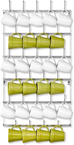 Miniatura 11 de Sorbus - Estante para Tazas para Pared - Pequeño Soporte Rústico para Tazas de Café con Montaje en Pared y 21 Ganchos, Estante de Exhibición