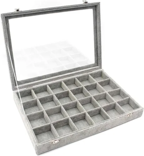 Bandeja organizadora de brazaletes y joyas, tapa transparente, terciopelo negro, para organizar y ordenar brazaletes, pulseras y relojes, anillos y